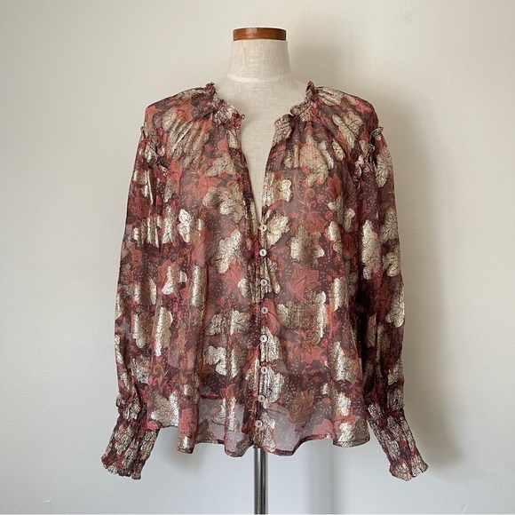 Free People Scorpio blouse in Plum Metallic New size Small - Picture 1 of 8